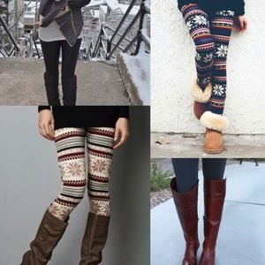 Set of 2, Womens Winter Knitted  Leggings Pants